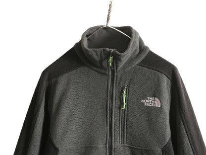 ノースフェイス フルジップ フリース ジャケット メンズ S 古着 The North Face アウトドア ブルゾン ジャンパー ハイネック 2トーン 黒 灰