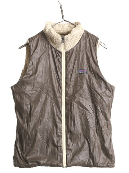 13年製 パタゴニア ロスロボス リバーシブル ベスト レディース M 古着 Patagonia 毛長 パイル ボア フリース ナイロン 重ね着 フルジップ