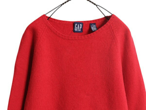 90s OLD GAP ニット セーター メンズ M 古着 90年代 オールド ギャップ メリノ ウール クルーネック 無地 ミドルゲージ レッド カットソー