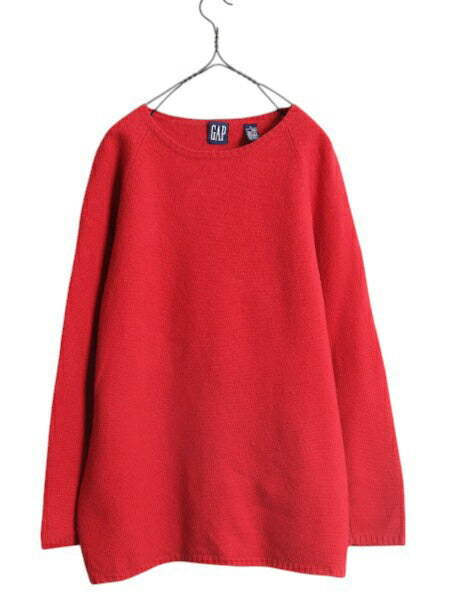 90s OLD GAP ニット セーター メンズ M 古着 90年代 オールド ギャップ メリノ ウール クルーネック 無地 ミドルゲージ レッド カットソー