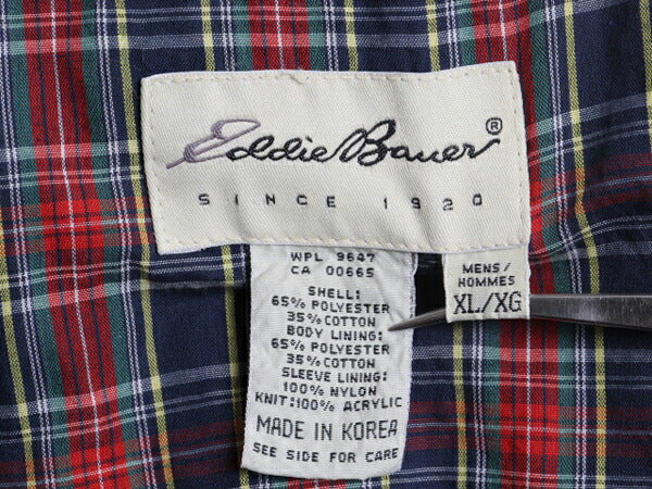 90s エディーバウアー スイングトップ ジャケット メンズ XL オールド Eddie Bauer フルジップ ブルゾン G-9 ハリントン チェック ライナー