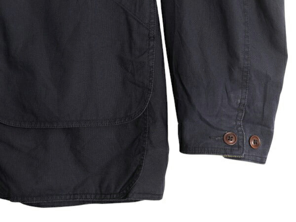 90s バナナリパブリック ハンティング ジャケット メンズ XL 古着 オールド BANANA REPUBLIC フィールド ハーフ コート 襟 本革 レザー 紺