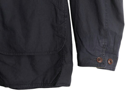 90s バナナリパブリック ハンティング ジャケット メンズ XL 古着 オールド BANANA REPUBLIC フィールド ハーフ コート 襟 本革 レザー 紺