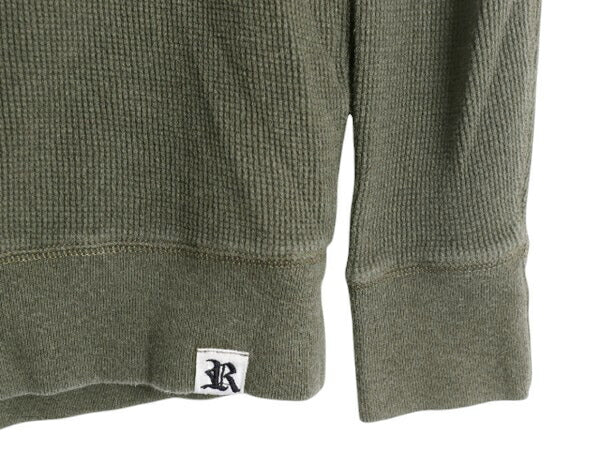ラグビー ラルフローレン ヘンリーネック サーマル 長袖 Tシャツ メンズ M / ポロ RUGBY ワッフル ショールカラー 襟付き コットン カーキ
