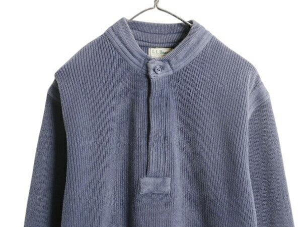 80s USA製 エルエルビーン ヘンリーネック コットン ニット セーター メンズ XL / ヴィンテージ LLBEAN アウトドア リブ編み 大きいサイズ