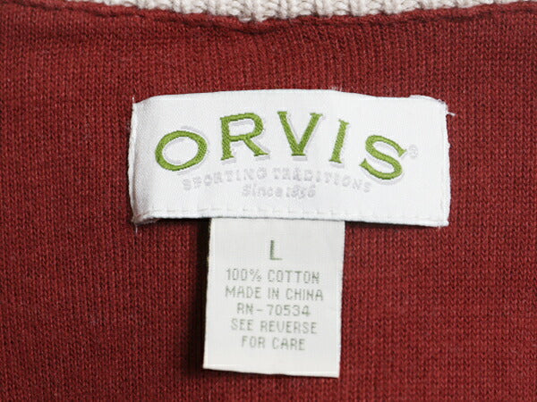00s オービス フルジップ コットン ニット セーター ジャケット メンズ L 古着 00年代 オールド ORVIS アウトドア ハイネック ドライバーズ