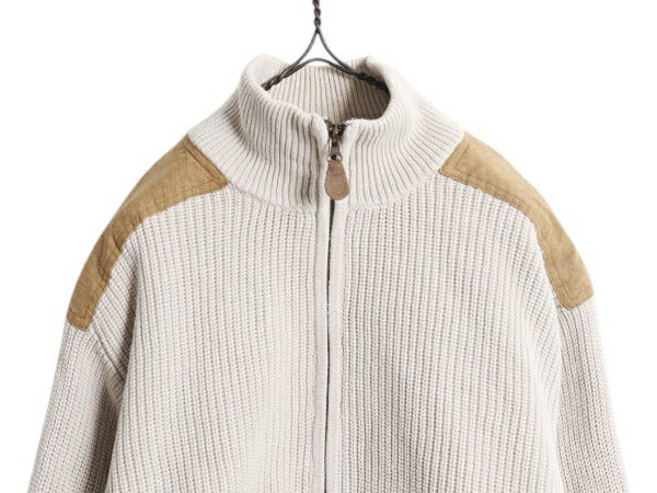 00s オービス フルジップ コットン ニット セーター ジャケット メンズ L 古着 00年代 オールド ORVIS アウトドア ハイネック ドライバーズ