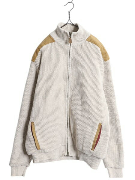 00s オービス フルジップ コットン ニット セーター ジャケット メンズ L 古着 00年代 オールド ORVIS アウトドア ハイネック ドライバーズ