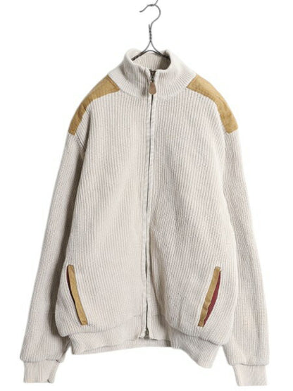00s オービス フルジップ コットン ニット セーター ジャケット メンズ L 古着 00年代 オールド ORVIS アウトドア ハイネック ドライバーズ