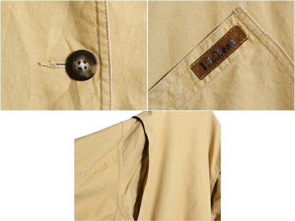 90s エルエルビーン ハンティング ジャケット レディース XL 古着 オールド LLBEAN アウトドア カバーオール ハーフ コート 襟 本革 レザー