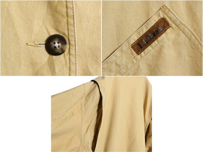 90s エルエルビーン ハンティング ジャケット レディース XL 古着 オールド LLBEAN アウトドア カバーオール ハーフ コート 襟 本革 レザー