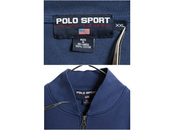 90s ポロスポーツ ラルフローレン ハーフジップ 長袖 Tシャツ メンズ XXL / オールド ボーダー プルオーバー ヘビーウェイト 大きいサイズ