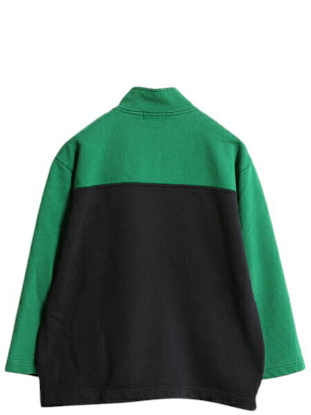 00s LAUREN ラルフローレン ハーフジップ 七分袖 スウェット レディース M オールド ポロ ハイネック クロスフラッグ ツートン カットソー