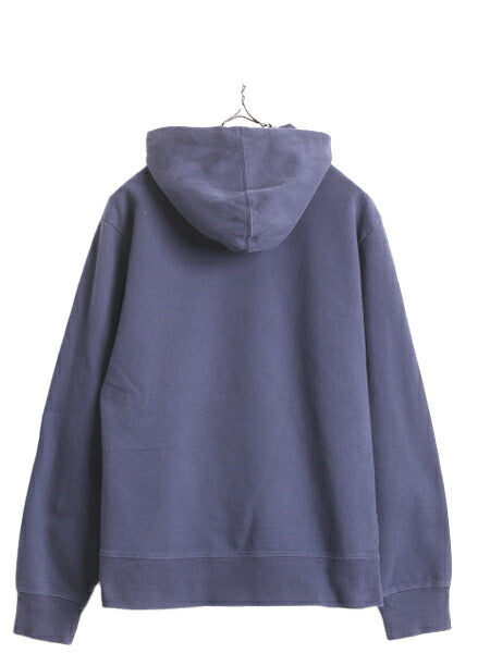 ノースフェイス プリント スウェット フード パーカー メンズ M 古着 The North Face アウトドア トレーナー プルオーバー 裏起毛 ネイビー