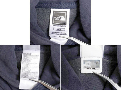 ノースフェイス プリント スウェット フード パーカー メンズ M 古着 The North Face アウトドア トレーナー プルオーバー 裏起毛 ネイビー