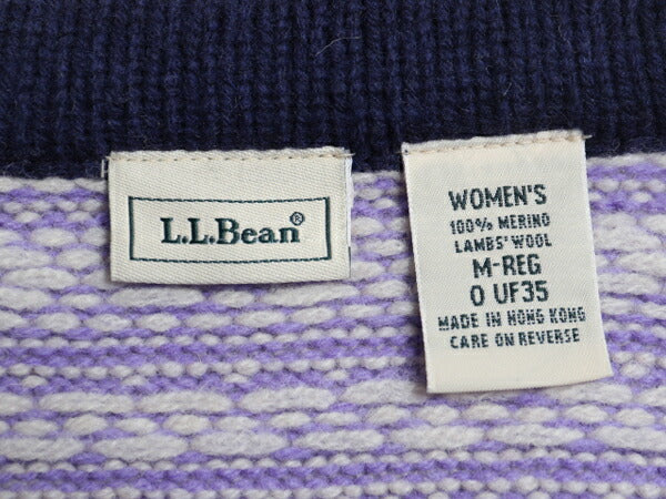 エルエルビーン ヘンリーネック ニット セーター レディース M 古着 LLBEAN 総柄 ノルディック柄 デザイン バーズアイ メリノ ラム ウール