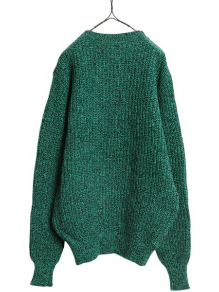 80s USA製 エルエルビーン ウール ニット セーター メンズ L / 古着 旧タグ ヴィンテージ LLBEAN クルーネック 無地 チャンキー アウトドア