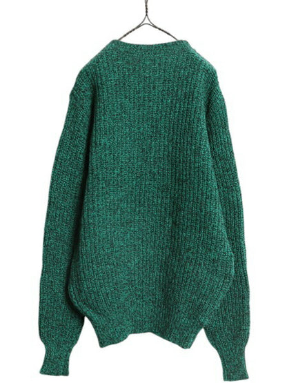 80s USA製 エルエルビーン ウール ニット セーター メンズ L / 古着 旧タグ ヴィンテージ LLBEAN クルーネック 無地 チャンキー アウトドア