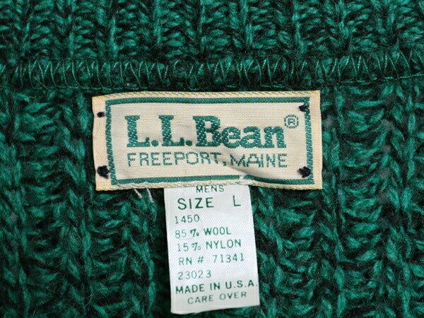 80s USA製 エルエルビーン ウール ニット セーター メンズ L / 古着 旧タグ ヴィンテージ LLBEAN クルーネック 無地 チャンキー アウトドア