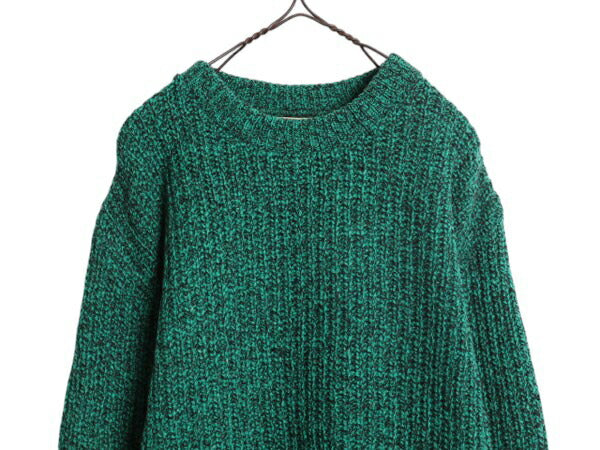 80s USA製 エルエルビーン ウール ニット セーター メンズ L / 古着 旧タグ ヴィンテージ LLBEAN クルーネック 無地 チャンキー アウトドア