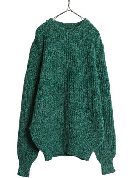 80s USA製 エルエルビーン ウール ニット セーター メンズ L / 古着 旧タグ ヴィンテージ LLBEAN クルーネック 無地 チャンキー アウトドア