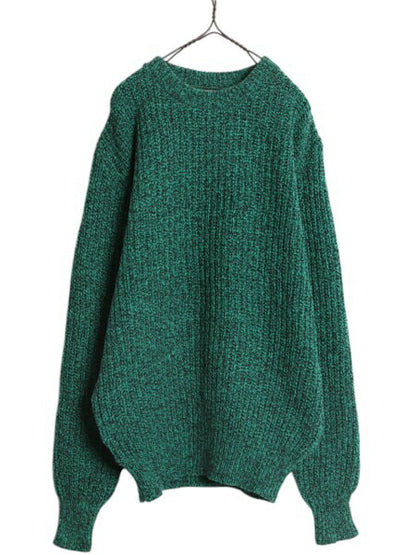 80s USA製 エルエルビーン ウール ニット セーター メンズ L / 古着 旧タグ ヴィンテージ LLBEAN クルーネック 無地 チャンキー アウトドア