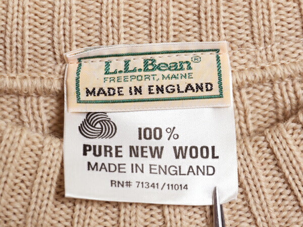80s イギリス製 エルエルビーン コマンド ニット セーター メンズ L / 旧タグ ヴィンテージ LLビーン アウトドア リブ編み ウール ベージュ
