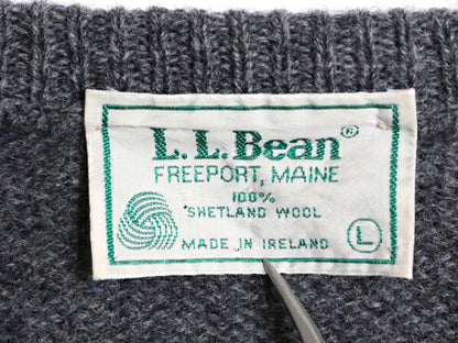 80s アイルランド製 エルエルビーン シェットランド ウール ニット セーター メンズ L ヴィンテージ LLBEAN アーガイル 総柄 クルーネック