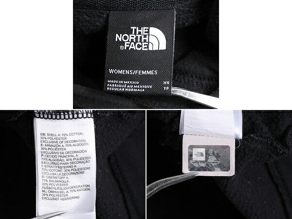 ノースフェイス プリント スウェット フード パーカー レディース XS 古着 The North Face プルオーバー 裏起毛 トレーナー アウトドア 黒