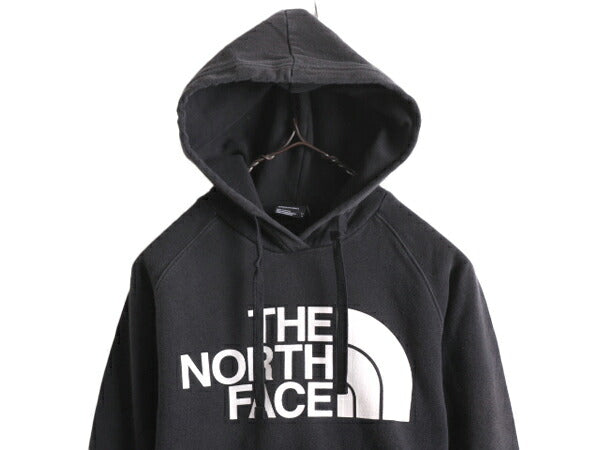ノースフェイス プリント スウェット フード パーカー レディース XS 古着 The North Face プルオーバー 裏起毛 トレーナー アウトドア 黒