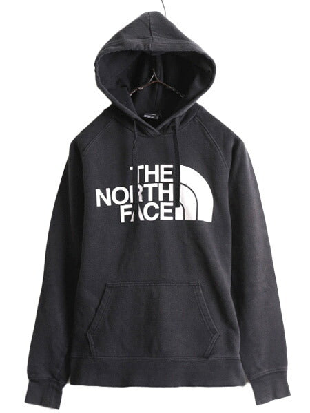 ノースフェイス プリント スウェット フード パーカー レディース XS 古着 The North Face プルオーバー 裏起毛 トレーナー アウトドア 黒