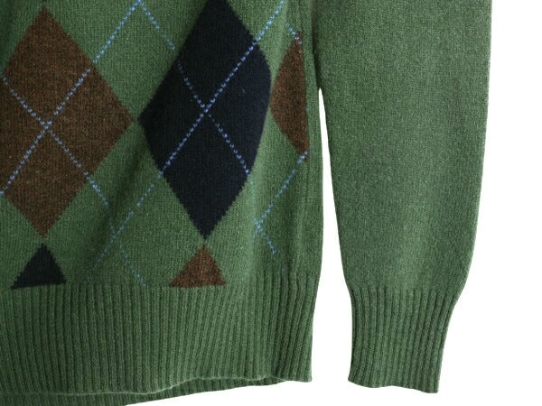 J CREW アーガイル ラム ウール ニット セーター メンズ S 古着 ジェイクルー Vネック 薄手 総柄 デザイン ミドルゲージ 薄手 マルチカラー