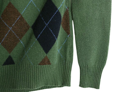 J CREW アーガイル ラム ウール ニット セーター メンズ S 古着 ジェイクルー Vネック 薄手 総柄 デザイン ミドルゲージ 薄手 マルチカラー