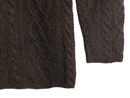 00s 手編み J CREW フィッシャーマン ハンド ニット セーター メンズ L 古着 オールド ジェイクルー アラン ウール ケーブル ハンドメイド