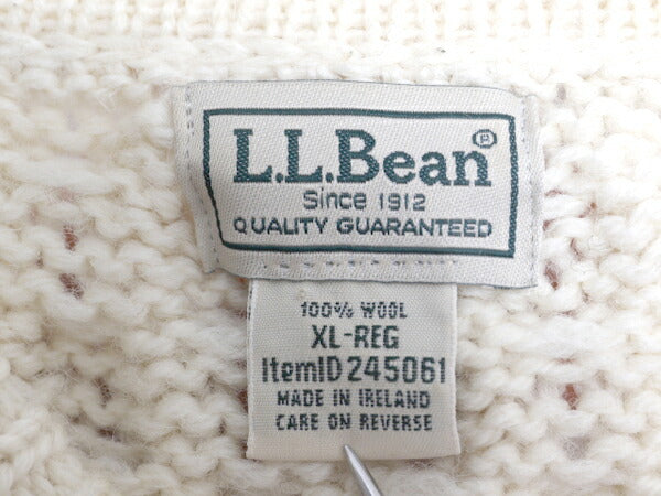 00s アイルランド製 エルエルビーン フィッシャーマン ウール ニット セーター メンズ XL / オールド LLBEAN ケーブル アラン ナチュラル