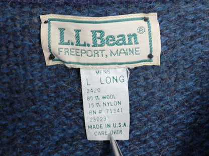 80s USA製 エルエルビーン ウール ニット セーター メンズ L / 古着 旧タグ ヴィンテージ LLBEAN アウトドア クルーネック 無地 杢編み 青