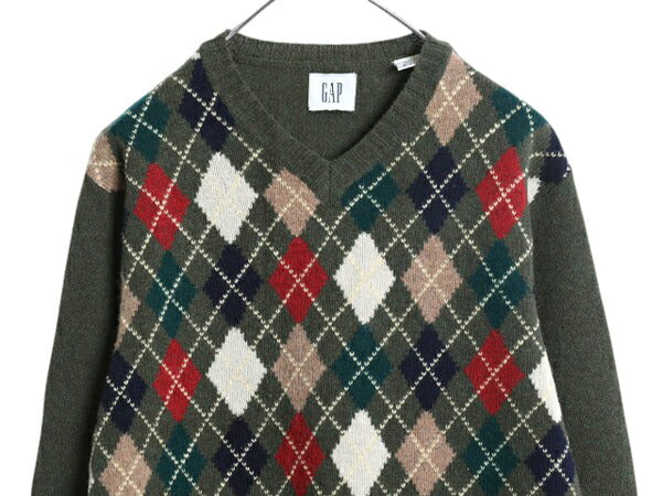 00s OLD GAP アーガイル シェットランド ウール ニット セーター メンズ M / 00年代 オールド ギャップ 旧タグ Vネック 総柄 マルチカラー