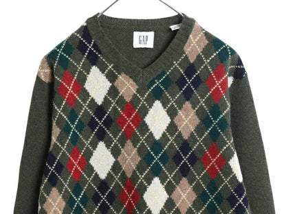 00s OLD GAP アーガイル シェットランド ウール ニット セーター メンズ M / 00年代 オールド ギャップ 旧タグ Vネック 総柄 マルチカラー