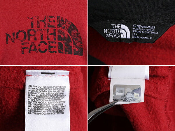 ノースフェイス プリント スウェット フード パーカー メンズ L The North Face トレーナー プルオーバー 裏起毛 アウトドア 2トーン 赤 黒