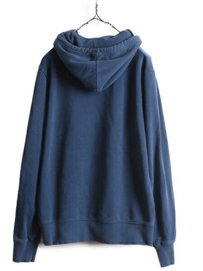 ノースフェイス プリント スウェット フード パーカー メンズ S 古着 The North Face プルオーバー 裏起毛 トレーナー アウトドア 薄手 青