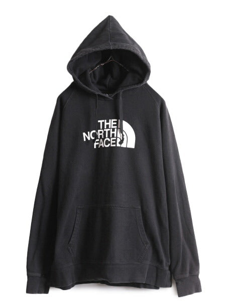 ノースフェイス プリント スウェット フード パーカー レディース XL The North Face プルオーバー 裏起毛 トレーナー アウトドア 薄手 黒