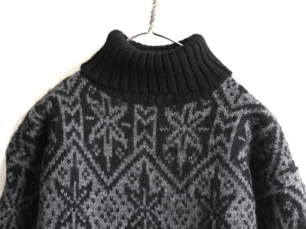 90s ■ OLD GAP タートルネック ノルディック ウール ニット セーター ( レディース M ) 古着 90年代 オールド ギャップ 紺タグ ハイネック
