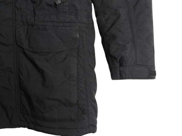 ノースフェイス ナイロン ダウン ジャケット メンズ M アウトドア The North face HYVENT ブルゾン フルジップ ハイネック ワンポイント 黒