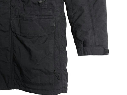 ノースフェイス ナイロン ダウン ジャケット メンズ M アウトドア The North face HYVENT ブルゾン フルジップ ハイネック ワンポイント 黒