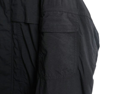 ノースフェイス ナイロン ダウン ジャケット メンズ M アウトドア The North face HYVENT ブルゾン フルジップ ハイネック ワンポイント 黒
