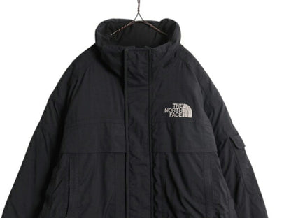 ノースフェイス ナイロン ダウン ジャケット メンズ M アウトドア The North face HYVENT ブルゾン フルジップ ハイネック ワンポイント 黒