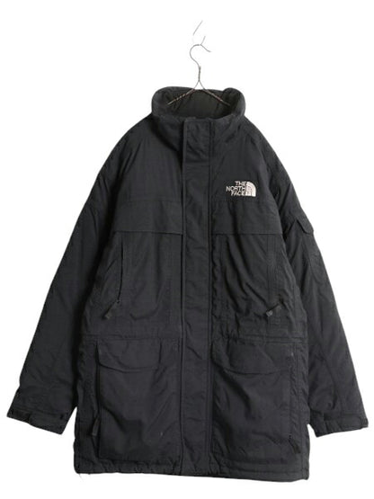ノースフェイス ナイロン ダウン ジャケット メンズ M アウトドア The North face HYVENT ブルゾン フルジップ ハイネック ワンポイント 黒