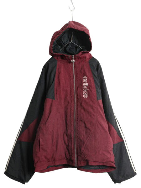 90s アディダス 中綿 ナイロン パーカー ジャケット メンズ XL / 90年代 adidas オールド ジャンパー ウォームアップ キルティング 3ライン
