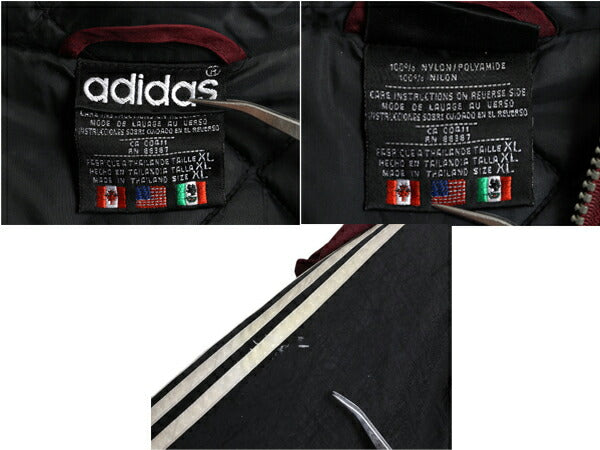 90s アディダス 中綿 ナイロン パーカー ジャケット メンズ XL / 90年代 adidas オールド ジャンパー ウォームアップ キルティング 3ライン