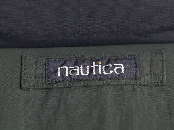 90s ノーティカ ナイロン ダウン ジャケット メンズ L 古着 オールド NAUTICA ジャンパー フルジップ ハイネック 防寒 袖刺繍 マルチカラー